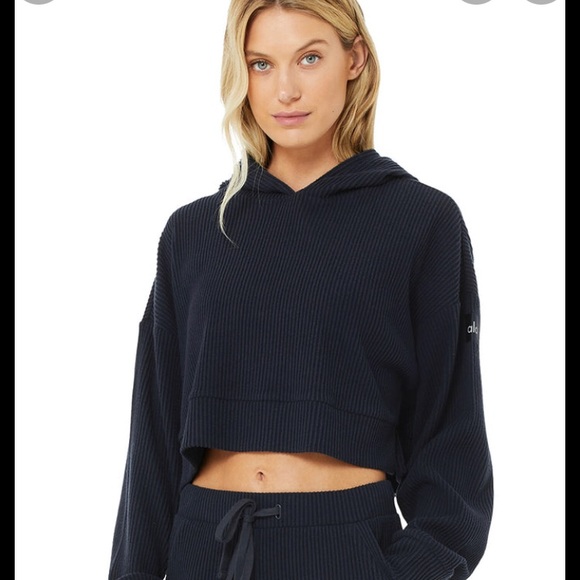 Alo Muse Ribbed Crop Hoodie